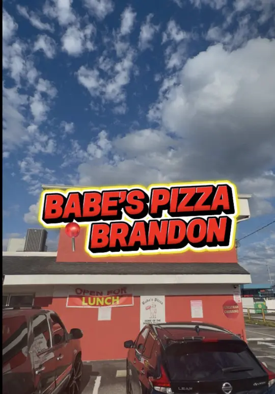 Babe's Pizza in Brandon showing pizza, double decker pizza, video by realbrandonsocial on TikTok
