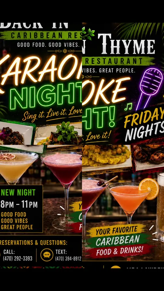 Back In Thyme-A taste of the Caribbean in Lawrenceville showing jerk chicken, doubles, video by deniseesquire on TikTok