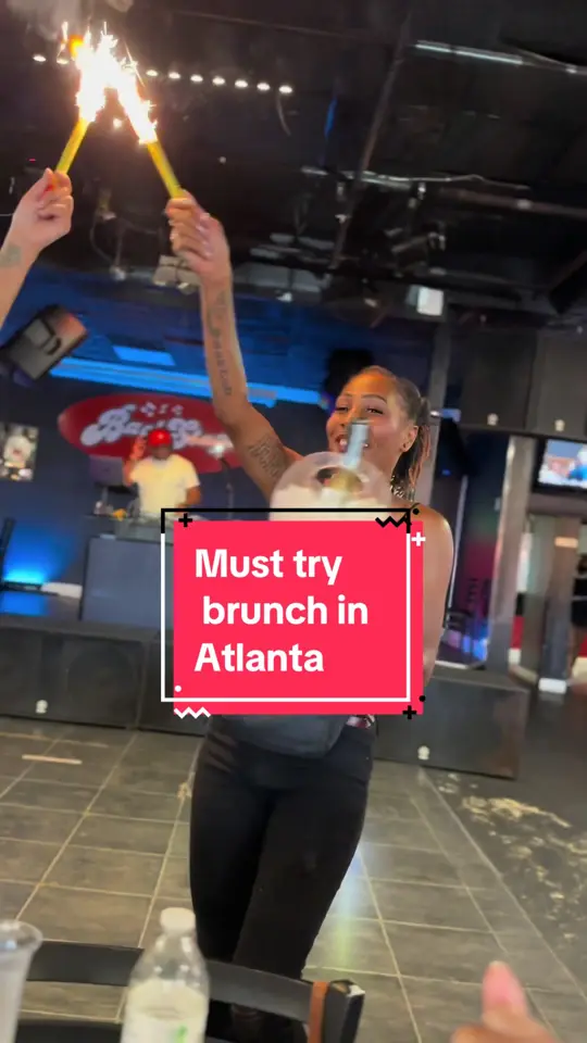 Backstage Atlanta in Atlanta showing brunch, food, drinks, hookah, atmosphere, video by mxduptravel on TikTok