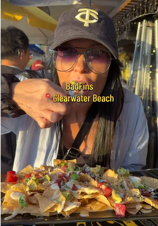 Badfins Food + Brew in Clearwater showing review, ahi tuna nachos, video by nl_lyn on TikTok