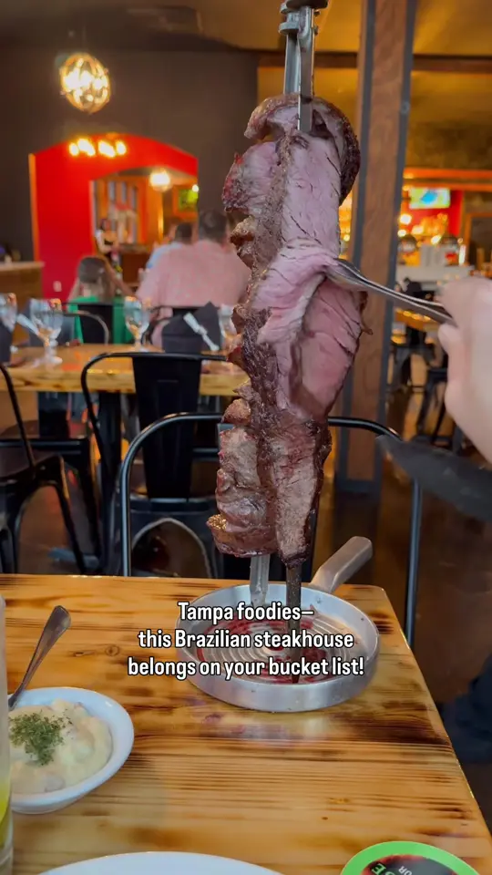  in Florida showing restaurant, brazilian steakhouse, tableside meats, salad buffet, picanha, lamb, video by petiteweekender on TikTok