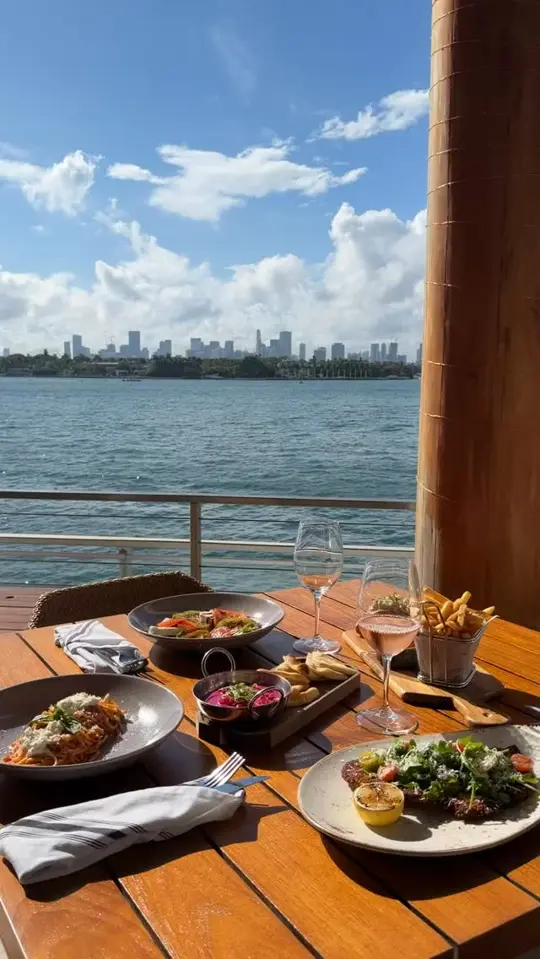  in Florida showing food, mediterranean flavors, drinks, waterfront views, video by Baia Beach Club Miami on Facebook