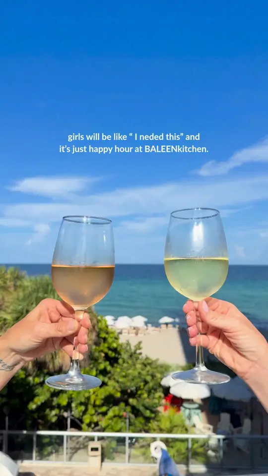 BALEENkitchen in Sunny Isles Beach showing happy hour, sunset view, drinks, video by Solé Miami, A Noble House Resort on Facebook