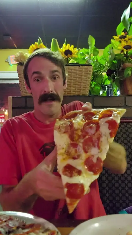 Bambino's New York Style Pizzeria in Augusta showing review, pizza, video by 6bitesin on TikTok