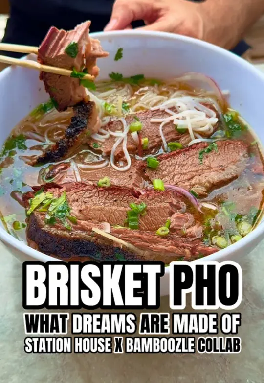 Bamboozle Heights in Tampa showing food, brisket pho, brisket banh mi, video by tampabayisawesome on TikTok
