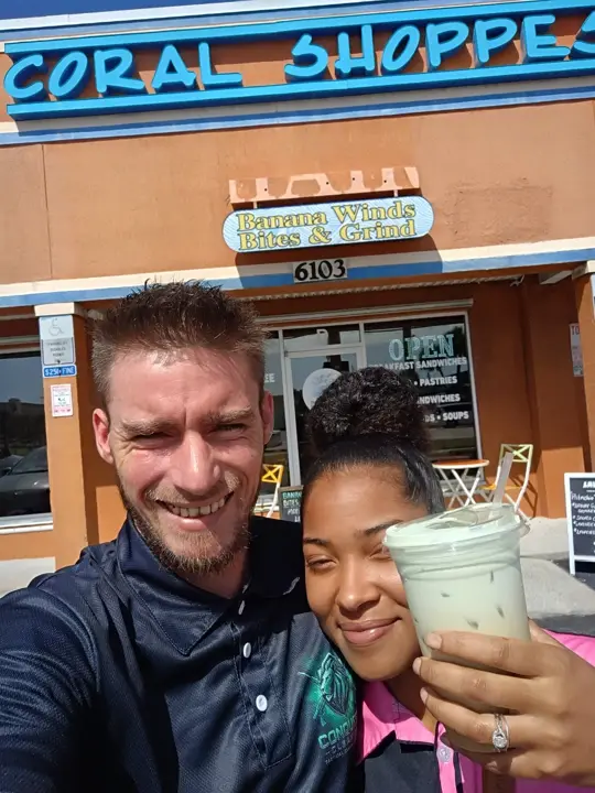 Banana Winds Bites & Grind in Cape Canaveral showing review, coffee, video by Corey Joseph on Facebook