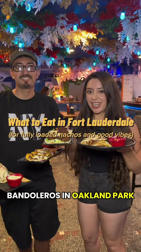 Bandoleros tacos sunrise in Sunrise showing visit, tacos, chicken taquitos, coco loco, steak nachos, smash burger, birria tacos, carnitas burrito, video by pollitopecks on TikTok