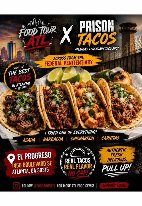 Bar.bacoa in Atlanta showing food, asada taco, barbacoa taco, chicharrón taco, carnitas taco, video by foodtouratl on TikTok