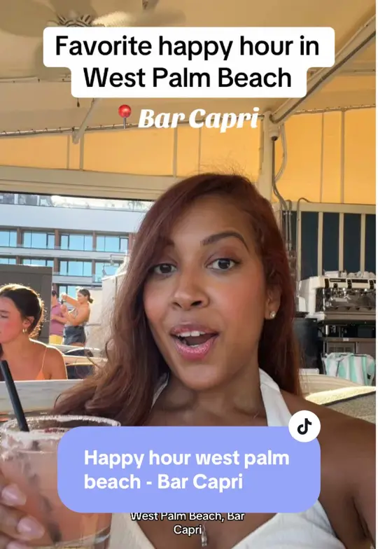 Bar Capri in West Palm Beach showing happy hour, rooftop, video by actuallyarielletravels on TikTok