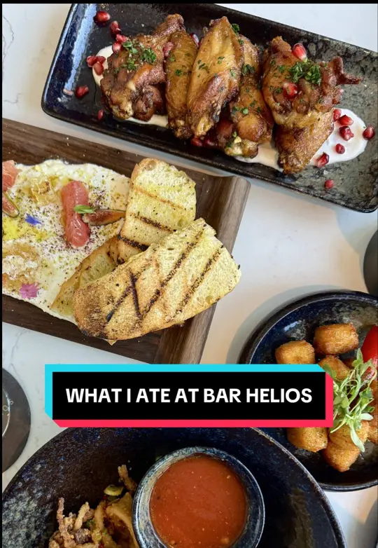 Bar Helios in Orlando showing food, drinks, review, video by wrightdownmainstreet on TikTok