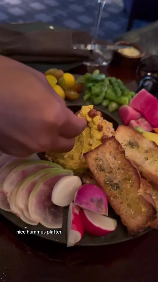 Bar Margot in Atlanta showing review, crispy oyster mushrooms, cashew hummus, brussels sprouts, video by justeve_504 on TikTok