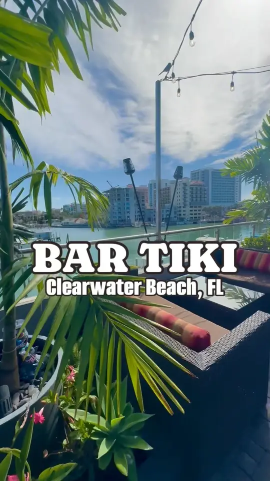 Bar Tiki in Clearwater showing tiki drinks, hawaiian-inspired cuisine, rooftop bar, clearwater beach views, video by Things To Do Tampa Bay on Facebook