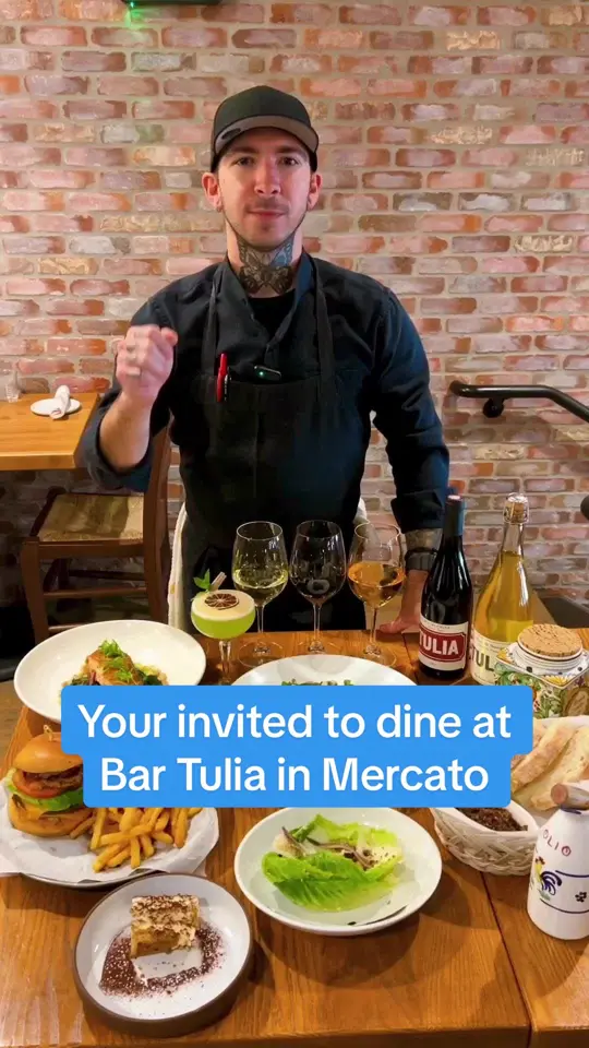 Bar Tulia Mercato in Naples showing event, sizzle dining restaurant week, pre fixe menu, video by sizzledining on TikTok
