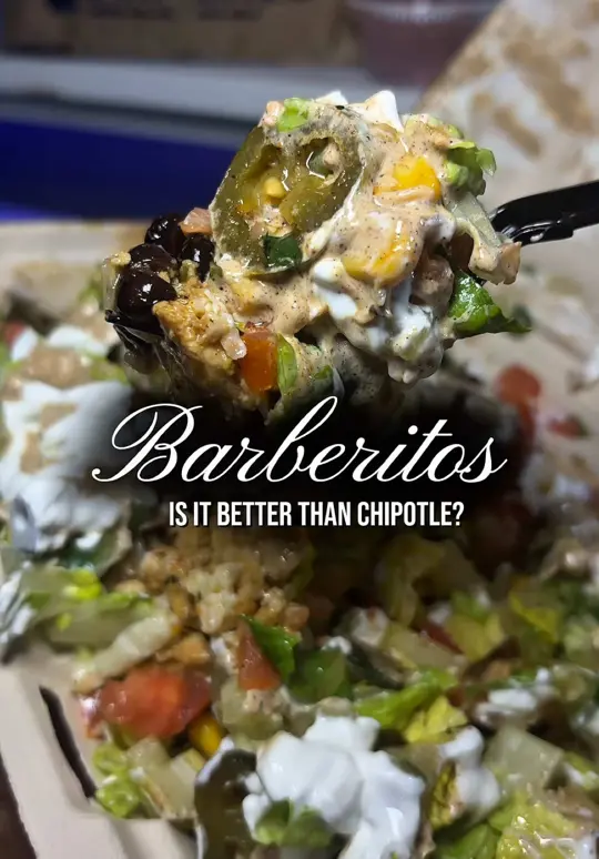 Barberitos in Thomasville showing food review, bowls, salads, nachos, kids meal, video by keiatheplug on TikTok