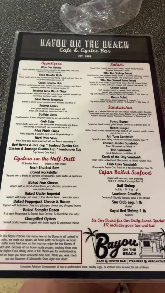 Bayou On The Beach Cafe & Oyster Bar in Panama City Beach showing review, visit, video by bubblyintheboot on TikTok