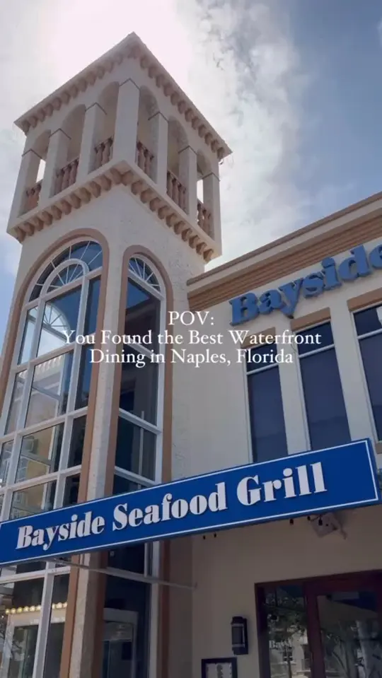 Bayside Grille in Fort Myers Beach showing review, waterfront dining, video by Bayside Seafood Grill & Bar on Facebook