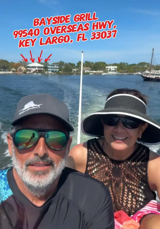 Bayside Grille in Key Largo showing review, visit, waterfront restaurant, sunsets, drinks, video by ernieqfish on TikTok