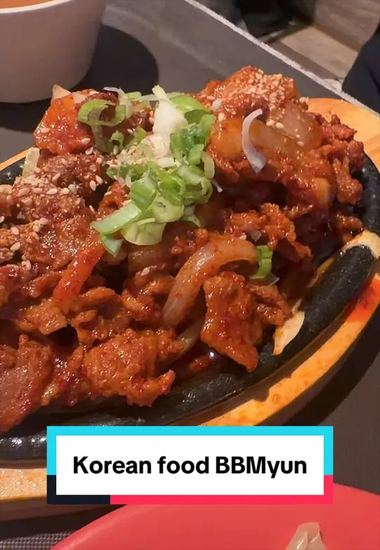BBMyun in Duluth showing food, spicy pork plate, beef bulgogi omurice, video by ohsnapletseat on TikTok