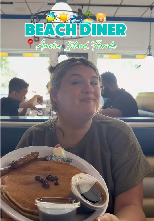 Beach Diner Fernandina Beach in Fernandina Beach showing food, pancakes, breakfast, diner atmosphere, video by mangiawithtay on TikTok