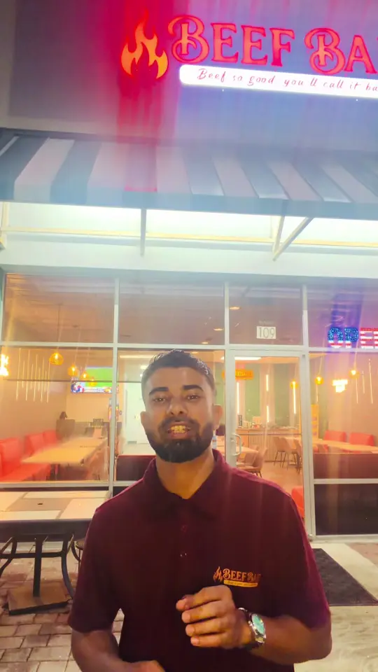 Beef Bae in Orlando showing grand opening event, free food giveaway, video by beefbaeorlando on TikTok