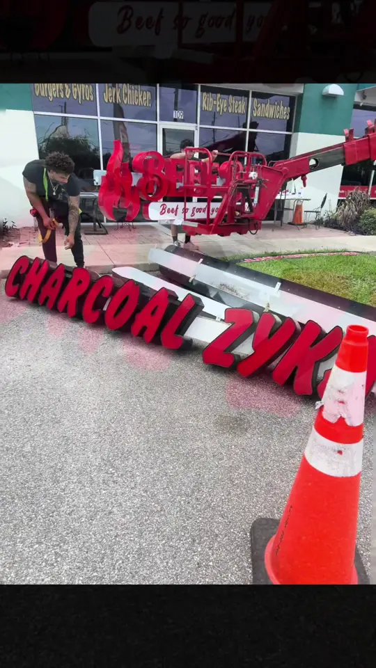 Beef Bae in Orlando showing restaurant rebrand, venue sign replacement, video by beefbaeorlando on TikTok