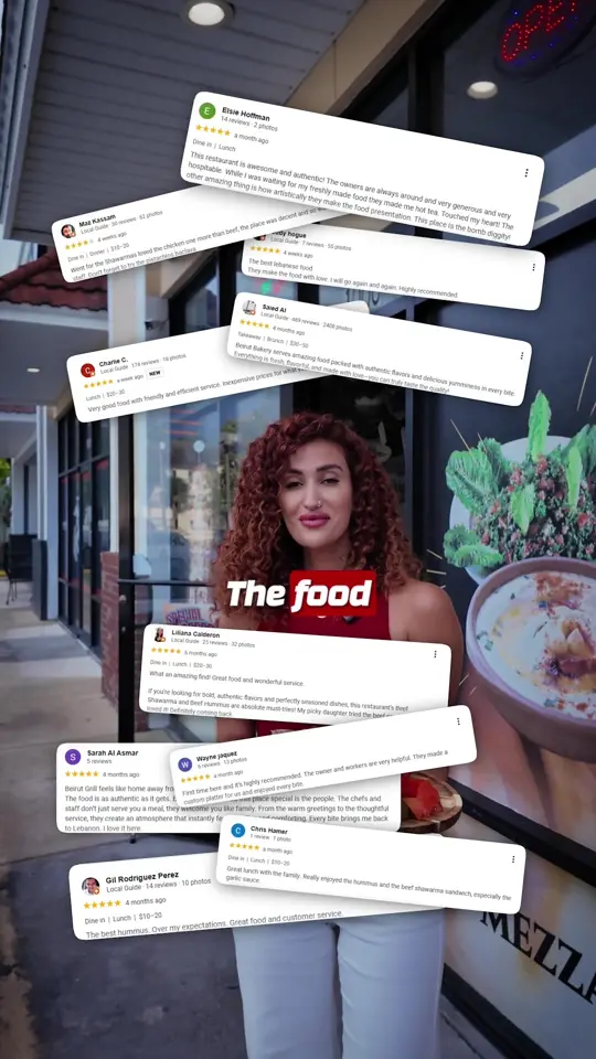 Beirut Bakery & Deli in Orlando showing shawarma, hummus, falafel, mediterranean food, video by beirutgrill on TikTok
