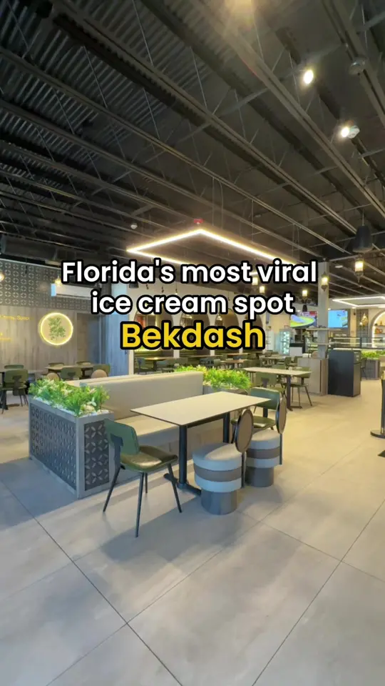Bekdash Ice Cream & Desserts in Temple Terrace showing arabic stretchy ice cream, kunafa, baklava, dubai-style ice cream croissants, video by thatssotampa on TikTok