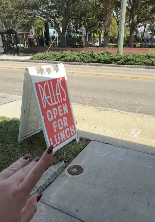 Bella's Italian Cafe in Tampa showing food, chopped salad, video by aevaelaine on TikTok