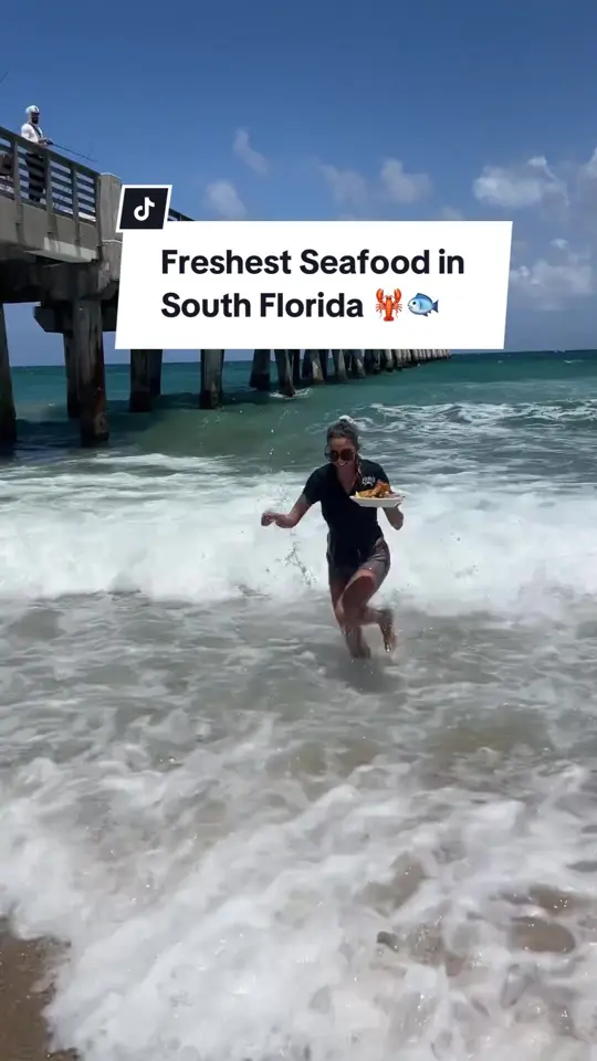 Benny's On The Beach in Lake Worth showing drink, pina colada, food, seafood bake, dessert, key lime pie, video by thepalmbeaches on TikTok