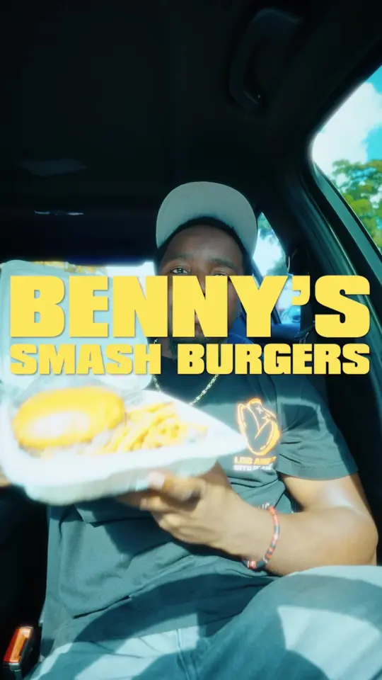 Benny's Smash Burgers in Plantation showing food review, smash burger, video by brandothefoodie on TikTok