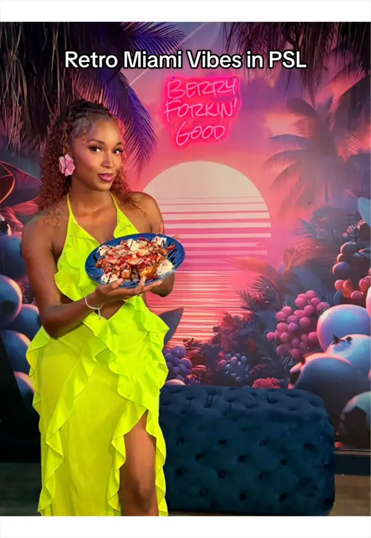 Berry Forkin' Good in Port St. Lucie showing brunch, strawberry bae cheesecake waffle, revive refresher, video by outwithshay on TikTok