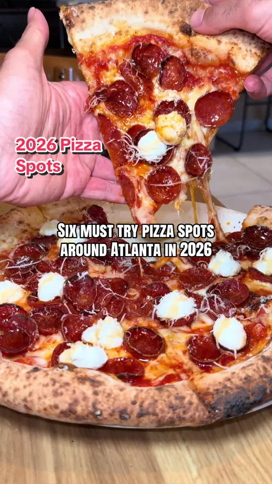 Best Pizza in Atlanta showing pizza, restaurant visit, video by atlantafoodfinders on TikTok
