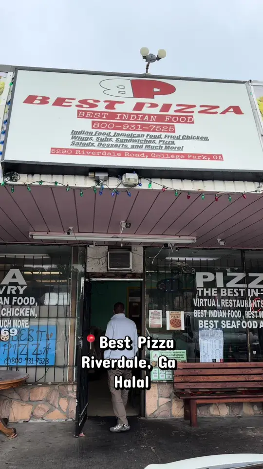 Best Pizza & Wings in College Park showing pizza, butter chicken pizza, butter shrimp pizza, hot honey bbq lemon pepper wings, chicken shawarma wrap, mango lassi, video by ariba.atl on TikTok