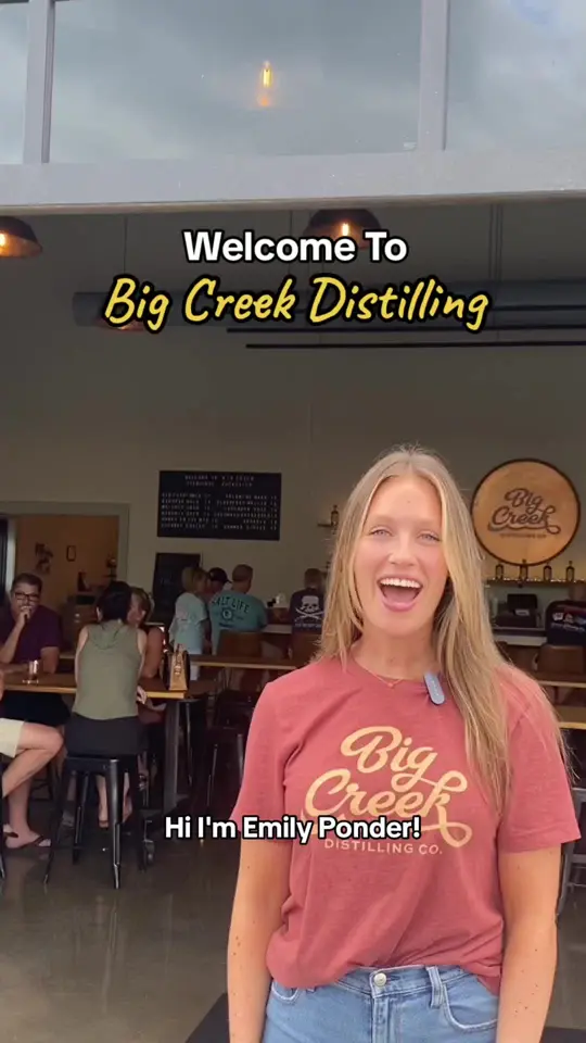 Big Creek Distilling Co. in Dahlonega showing bourbon, gin, craft cocktails, video by discover.dahlonega on TikTok