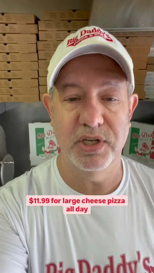 Big Daddy's Pizza & Subs in Margate showing pizza, cheese pizza, sub, entrée, video by Big Daddy's Pizza & Subs on Facebook