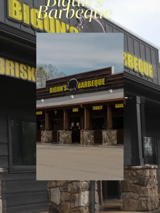 Bigun's Barbeque in Talking Rock showing restaurant, bbq, food, video by biguns_barbeque on TikTok