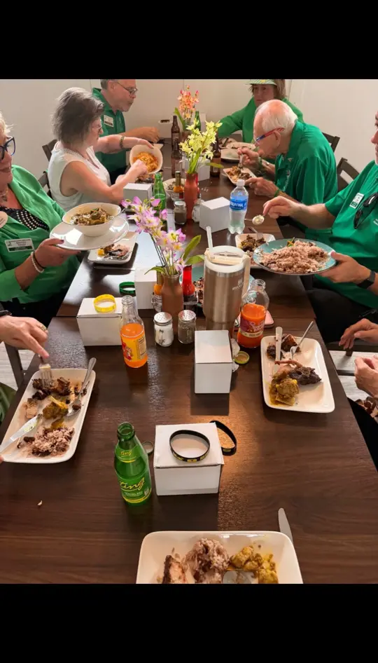 Bikkle Yaad in Valparaiso showing grand opening, ribbon cutting, jerk chicken, rasta pasta, curry chicken, fried chicken, mac & cheese, plantains, black-eyed pea hummus, live motown performance, video by Greater Fort Walton Beach Chamber of Com on Facebook