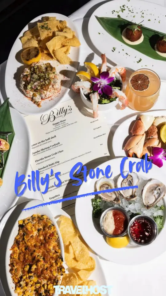 Billy's Stone Crab Restaurant in Hollywood showing restaurant visit, classic fare, water views, sunset views, video by TravelHostFTL on Facebook