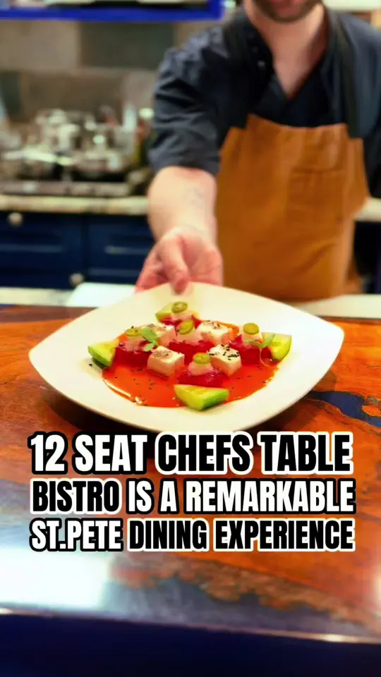 bin6south in St. Petersburg showing review, chef table experience, herb garden, menu changes, founding america series, video by tampabayisawesome on TikTok