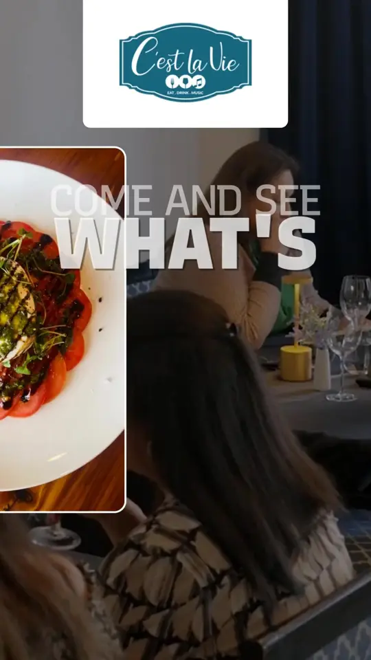 BISTRO C in Canton showing french dining, ambiance, wine, bread, video by C'est la Vie - Canton GA on Facebook