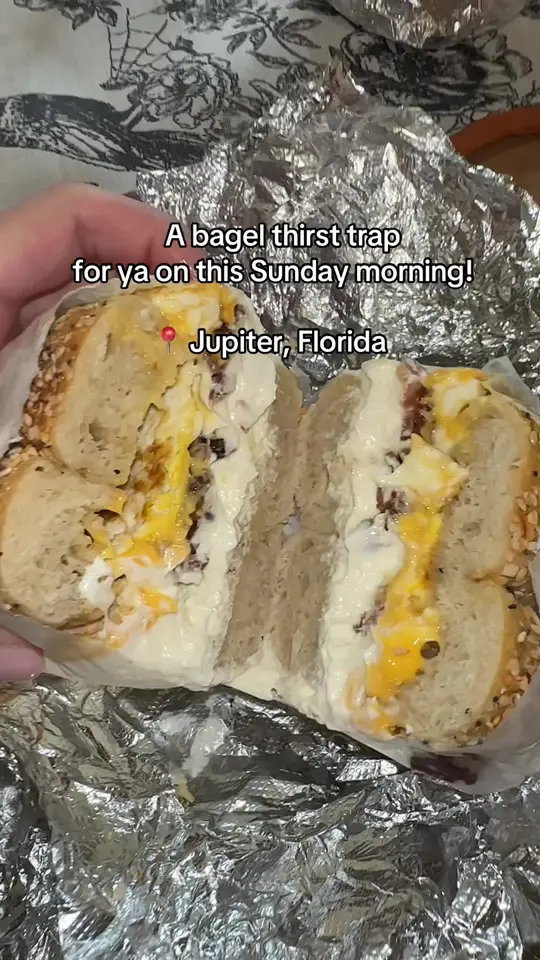 Bistro in Jupiter showing bagels, breakfast, video by alleyholland on TikTok