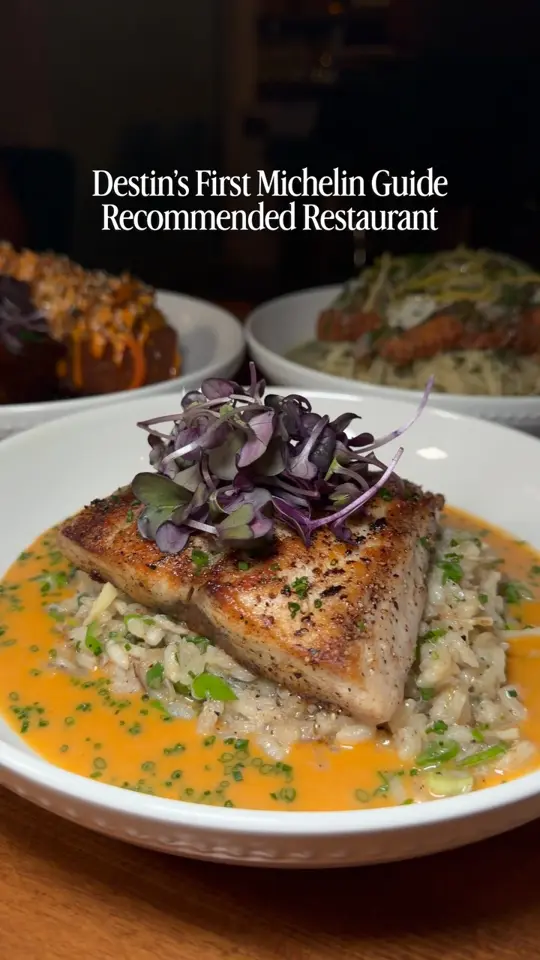 Bitterroot in Destin showing review, farm-to-table ingredients, scratch-made dishes, house-made pasta, creative cocktails, video by The 850 Foodie on Facebook