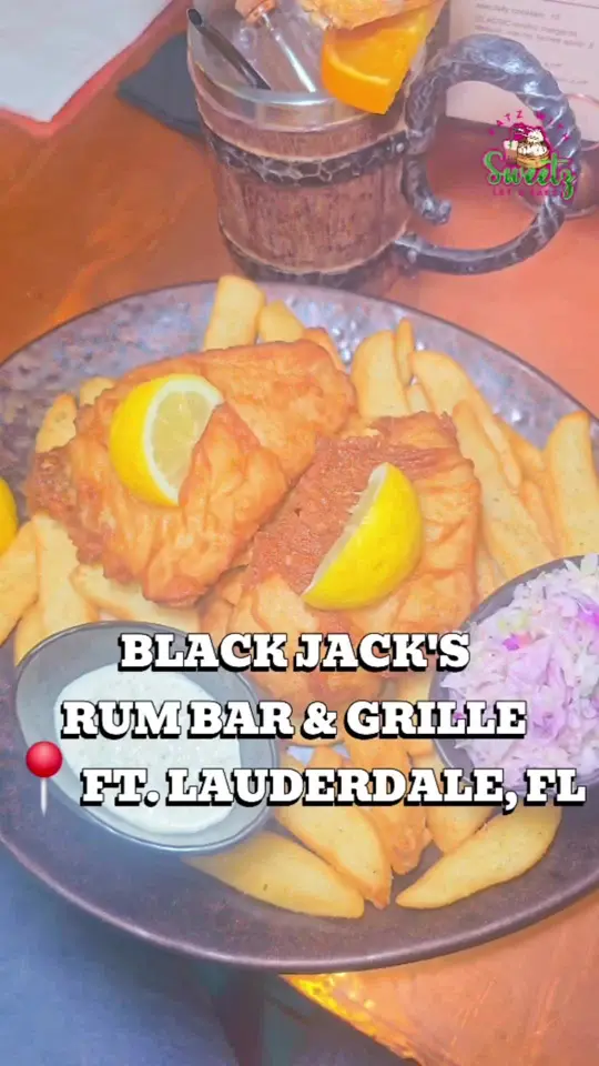  in Florida showing review, visit, shipwreck, conch fritters, spinach empanada, black jack's fish & chips, rumcake, video by mimisweetkush on TikTok