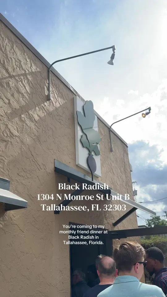 Black Radish Bar and Restaurant in Tallahassee showing visit, review, food, bubble potatoes, chinese style seasme noodle salad, mini foccacia loaf, gochujang mushroom bibimbap, grilled 24oz bone, video by clairminza on TikTok