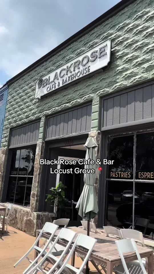 Black Rose Cafe & Bar in Locust Grove showing review, brunch, video by tekamarie on TikTok