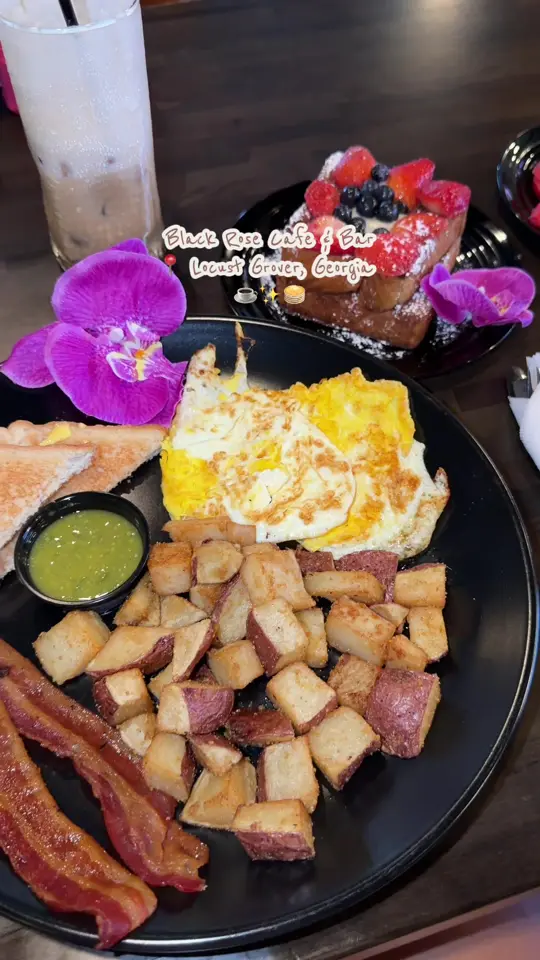 Black Rose Cafe & Bar in Locust Grove showing review, visit, video by victoriaacastrooo on TikTok
