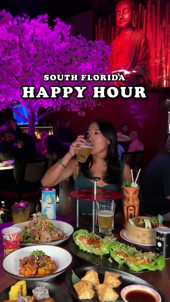 Blackbird Modern Asian in Jupiter showing happy hour, drinks, video by explorewithgg on TikTok