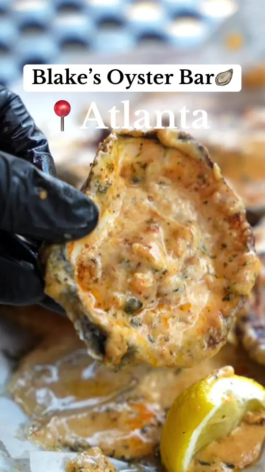 Blake's Oyster Bar in Atlanta showing menu item, chargrilled oysters, video by blakesoysterbar on TikTok