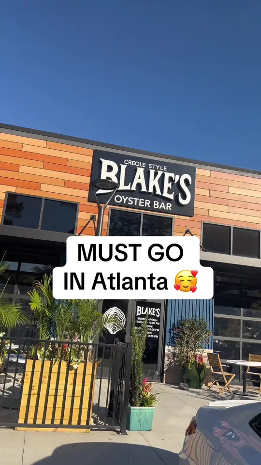 Blake's Oyster Bar in Atlanta showing visit, menu items, video by rismonae on TikTok