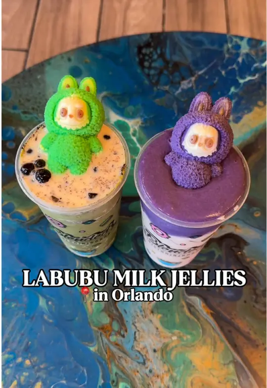 Blended Bistro & Boba Lake Mary in Lake Mary showing food, labubu-shaped milk jellies, drinks, video by cheatdayorlando on TikTok